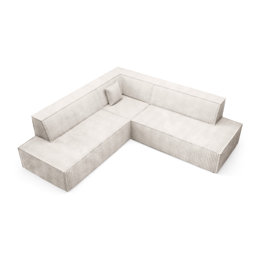 Sofá esquinero plegable en forma de L con espacio de almacenamiento TERAMO derecho beige