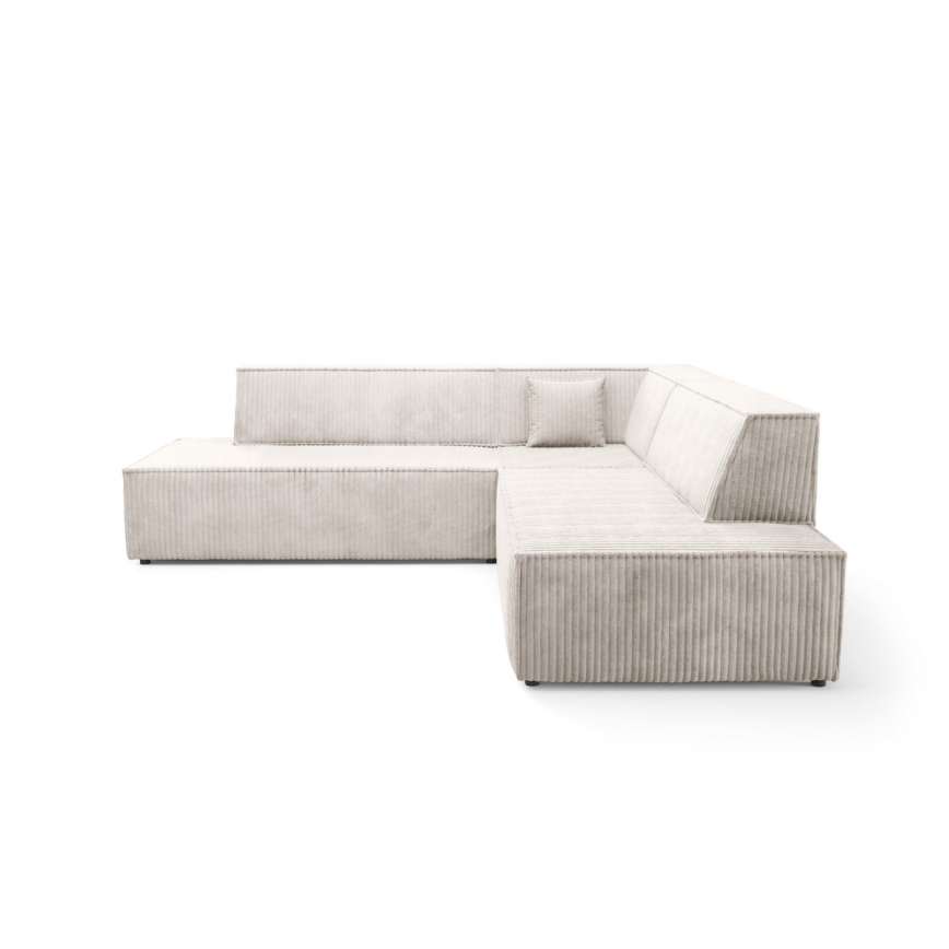 Sofá esquinero plegable en forma de L con espacio de almacenamiento TERAMO derecho beige