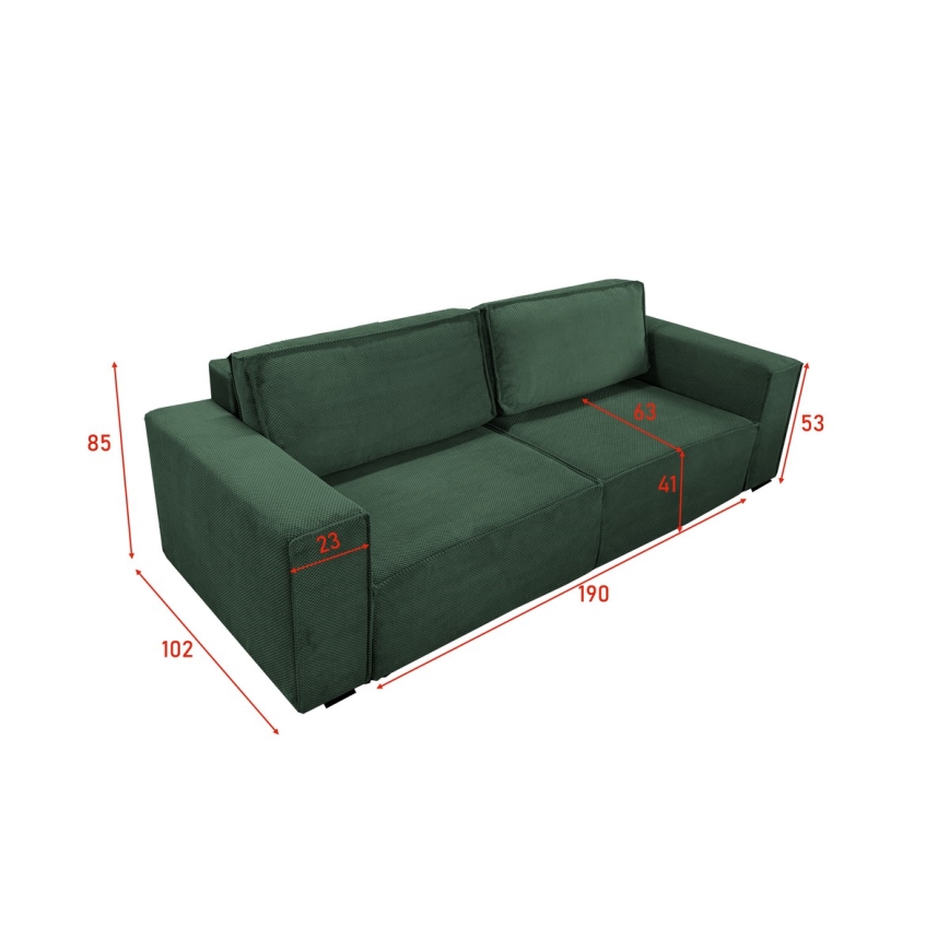 Sofá plegable con espacio de almacenamiento RONDA verde