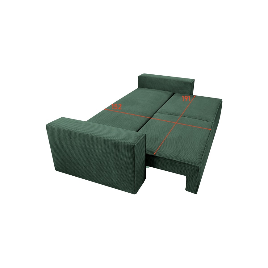 Sofá plegable con espacio de almacenamiento RONDA verde
