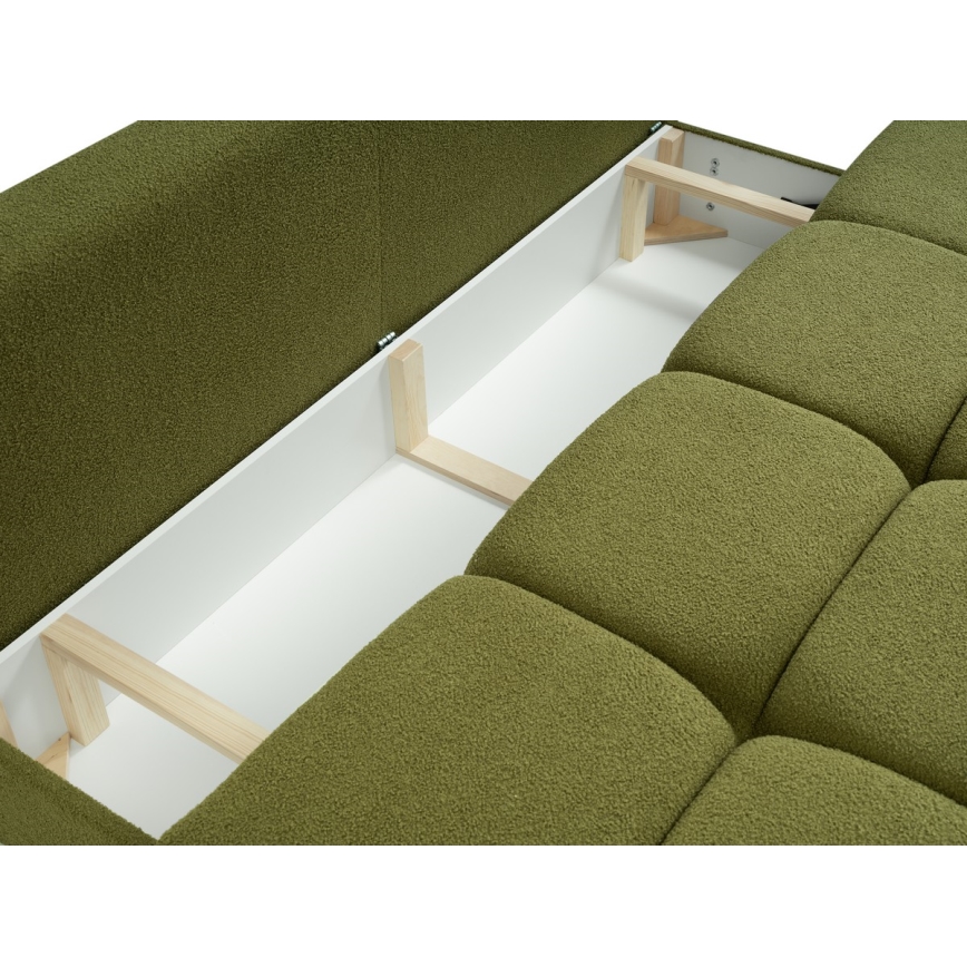 Sofá plegable de tres plazas con espacio de almacenamiento NUORO verde