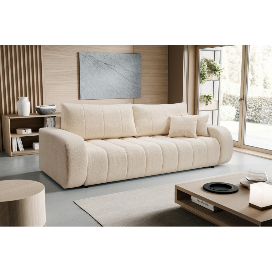 Sofá plegable de tres plazas DESIO beige