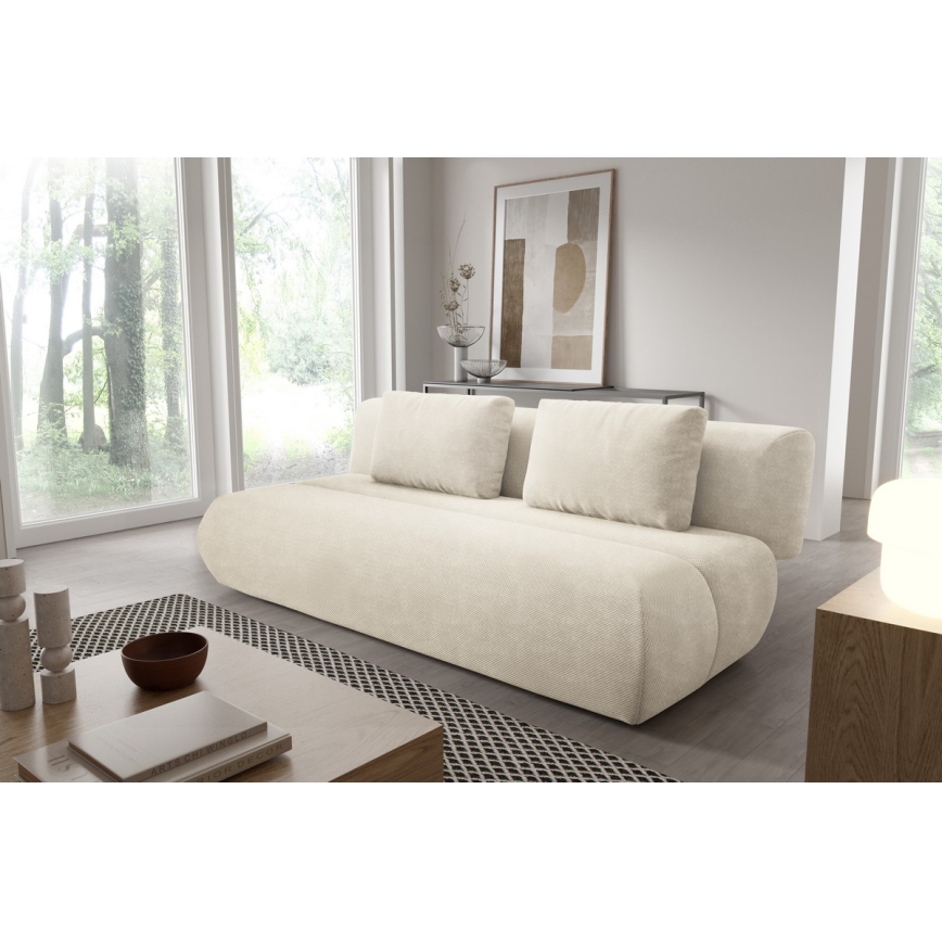 Sofá plegable de tres plazas FANO color crema