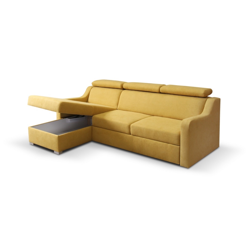 Sofa rinconero modular con espacio de almacenamiento PORTO amarillo