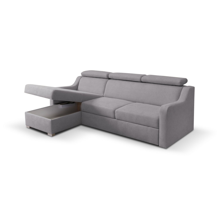 Sofa rinconero modular con espacio de almacenamiento PORTO gris