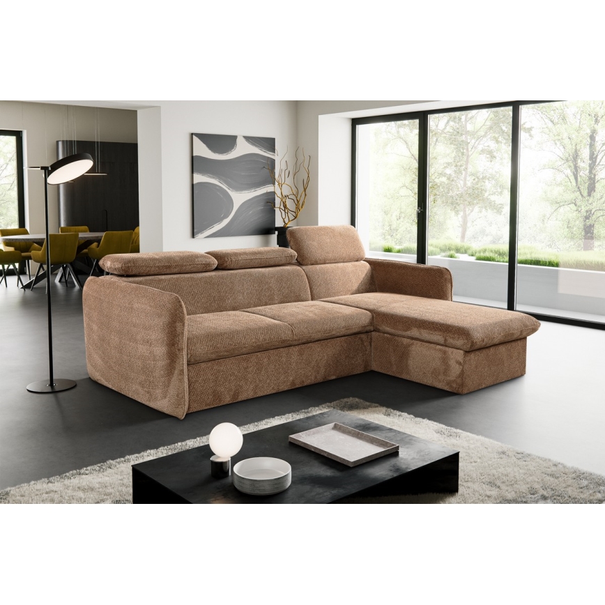 Sofá rinconero plegable con espacio de almacenamiento BEJA beige derecho