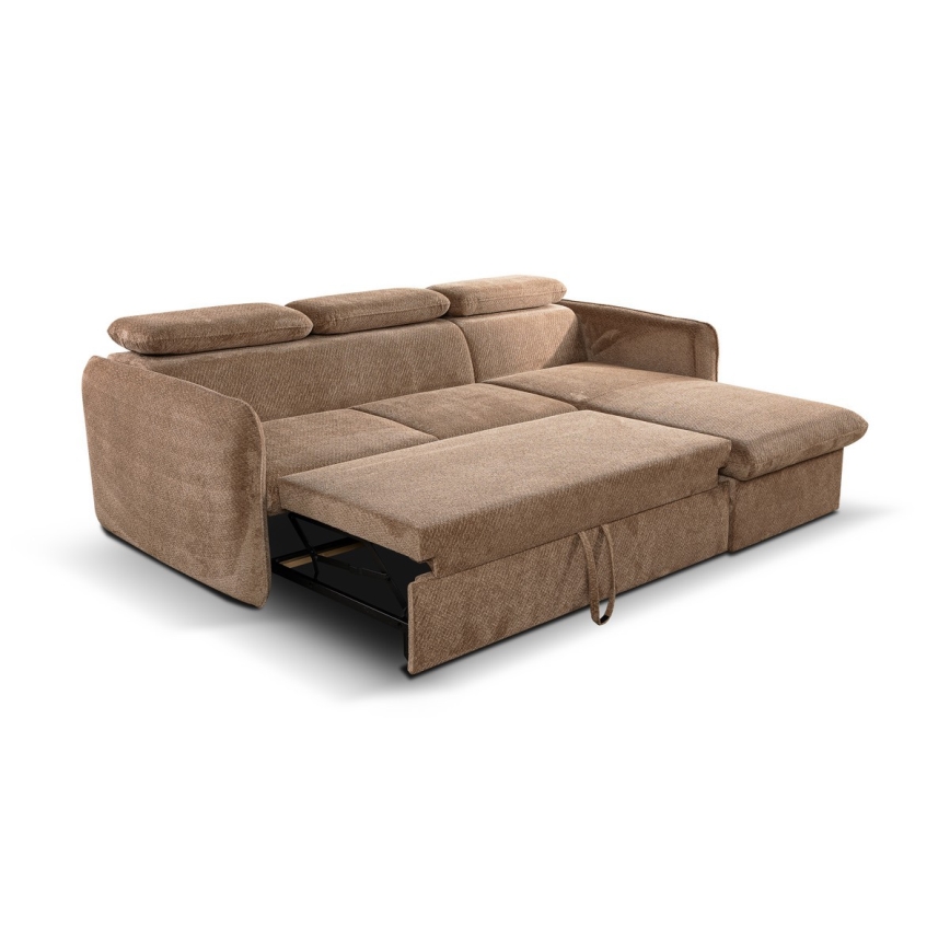 Sofá rinconero plegable con espacio de almacenamiento BEJA beige derecho
