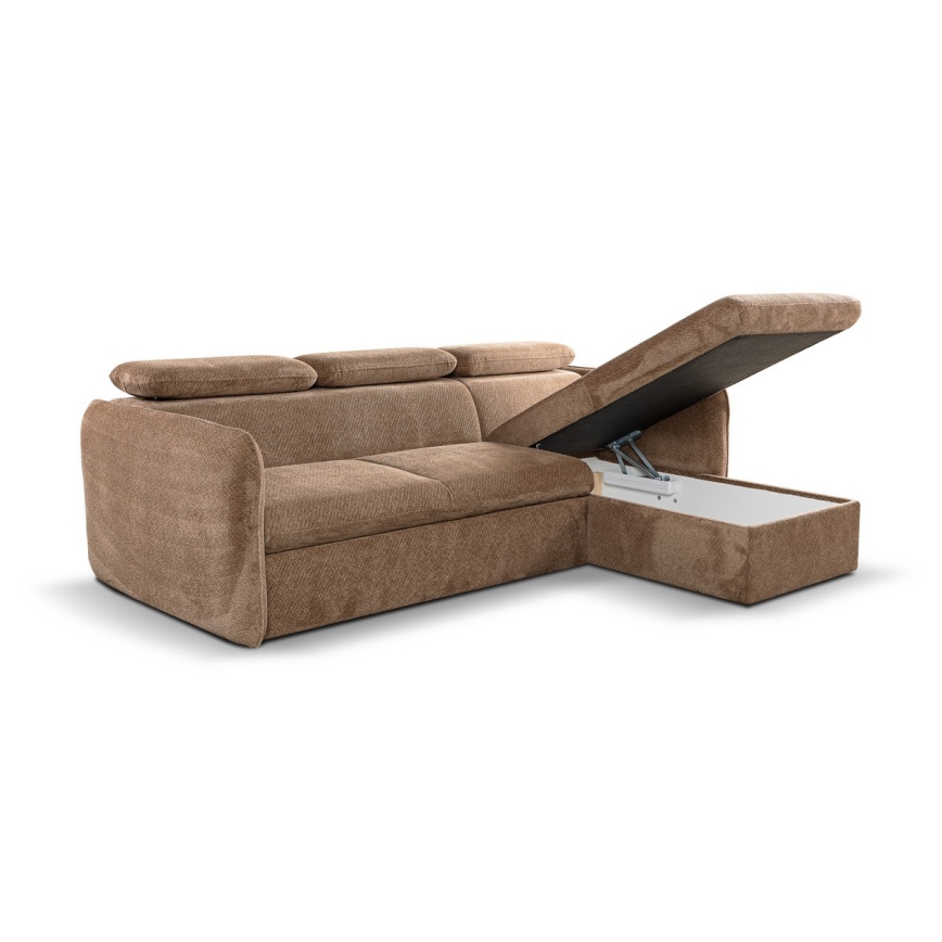Sofá rinconero plegable con espacio de almacenamiento BEJA beige derecho