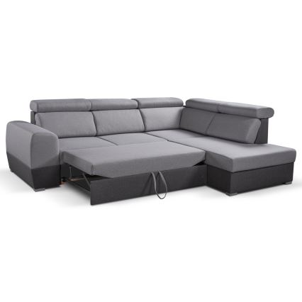 Sofá rinconero plegable con espacio de almacenamiento MATRIX gris derecho