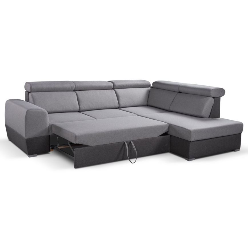 Sofá rinconero plegable con espacio de almacenamiento MATRIX gris derecho