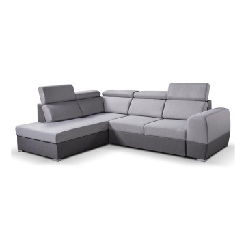 Sofá rinconero plegable con espacio de almacenamiento MATRIX gris izquierdo