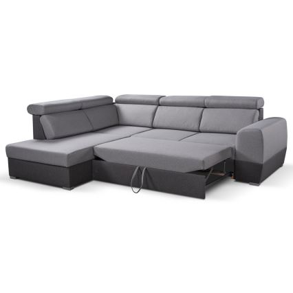 Sofá rinconero plegable con espacio de almacenamiento MATRIX gris izquierdo