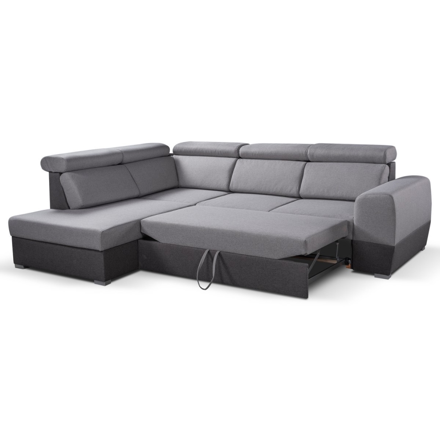 Sofá rinconero plegable con espacio de almacenamiento MATRIX gris izquierdo