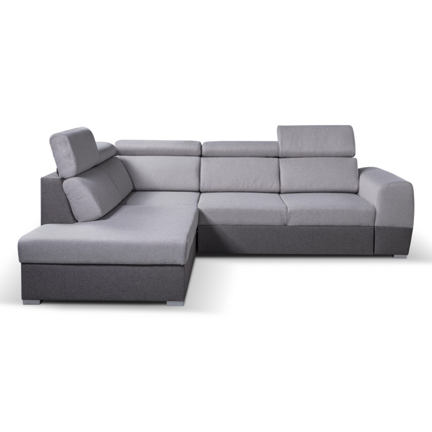 Sofá rinconero plegable con espacio de almacenamiento MATRIX gris izquierdo