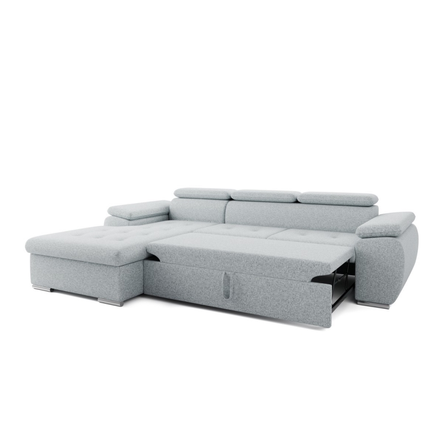 Sofá rinconero plegable con espacio de almacenamiento PADUA gris izquierdo