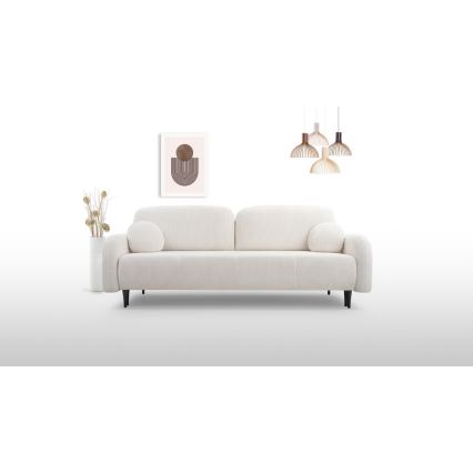 Sofá tapizado plegable de tres plazas CLOUDY color crema