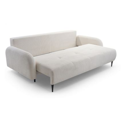 Sofá tapizado plegable de tres plazas CLOUDY color crema