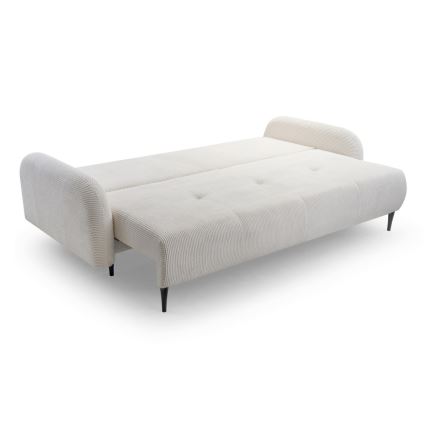 Sofá tapizado plegable de tres plazas CLOUDY color crema