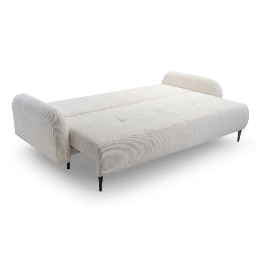 Sofá tapizado plegable de tres plazas CLOUDY color crema