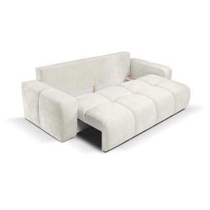 Sofá tapizado plegable de tres plazas con espacio de almacenamiento ALMADA beige