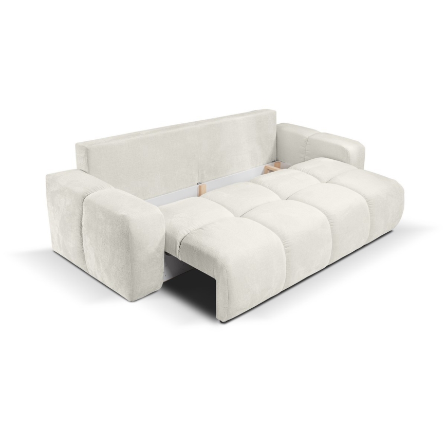 Sofá tapizado plegable de tres plazas con espacio de almacenamiento ALMADA beige