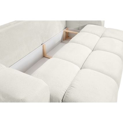 Sofá tapizado plegable de tres plazas con espacio de almacenamiento ALMADA beige