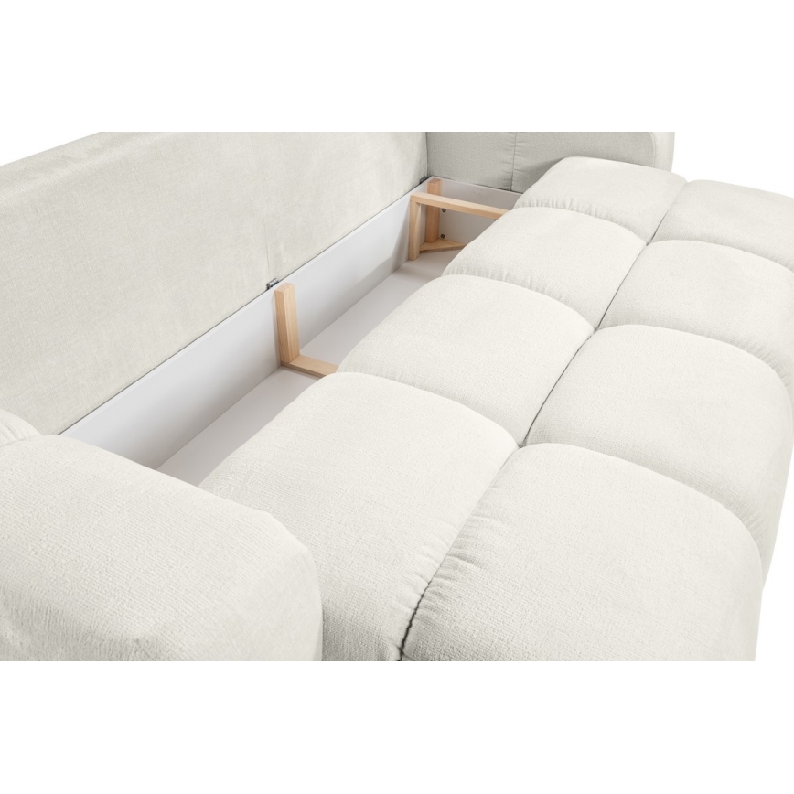 Sofá tapizado plegable de tres plazas con espacio de almacenamiento ALMADA beige