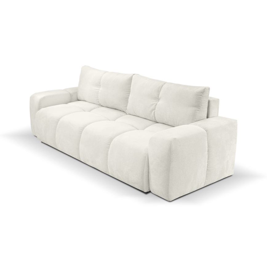Sofá tapizado plegable de tres plazas con espacio de almacenamiento ALMADA beige