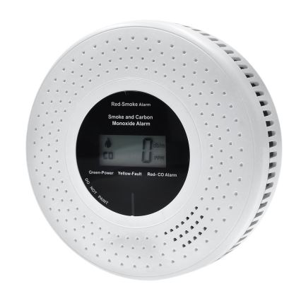 Detector de humo y monóxido de carbono con pantalla LCD 2xAA
