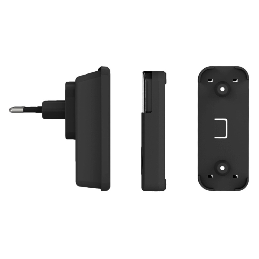 Timbre inalámbrico con enchufe integrado 230V IP56 negro