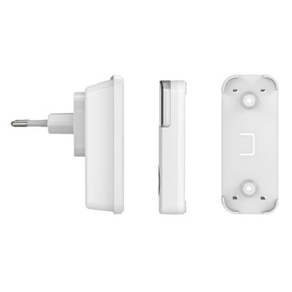 Timbre inalámbrico con enchufe integrado 230V + 2x botón IP56 blanco