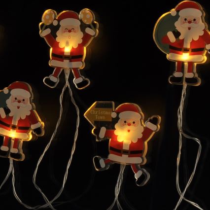 Cadena de Navidad LED con ventosas 6xLED/2xAA 1,2m blanco cálido santa