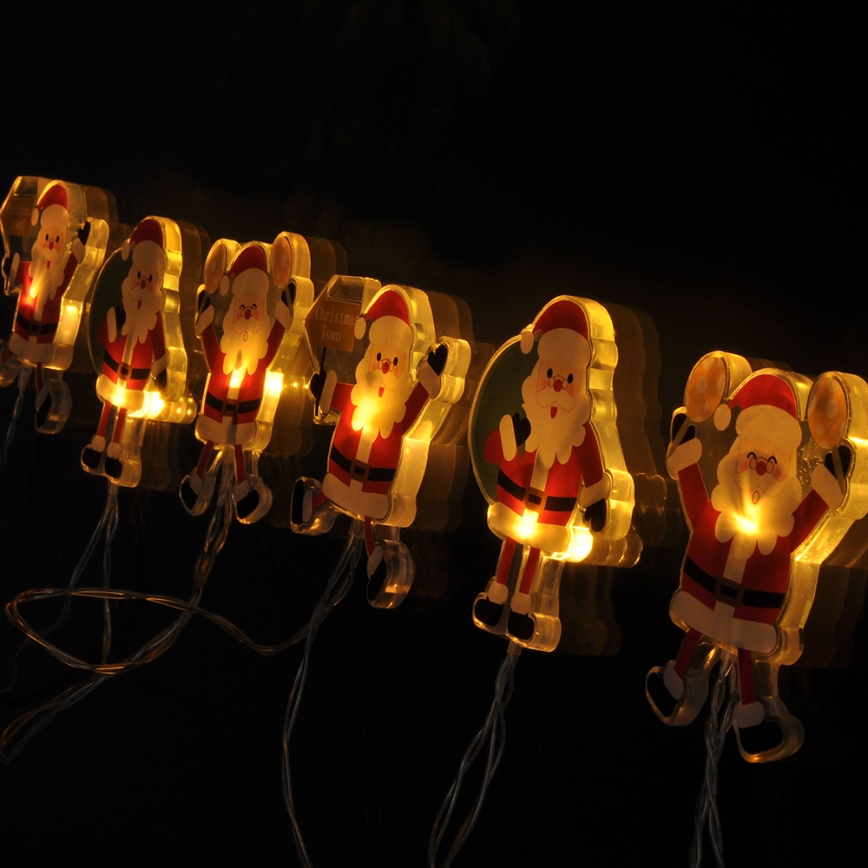 Cadena de Navidad LED con ventosas 6xLED/2xAA 1,2m blanco cálido santa
