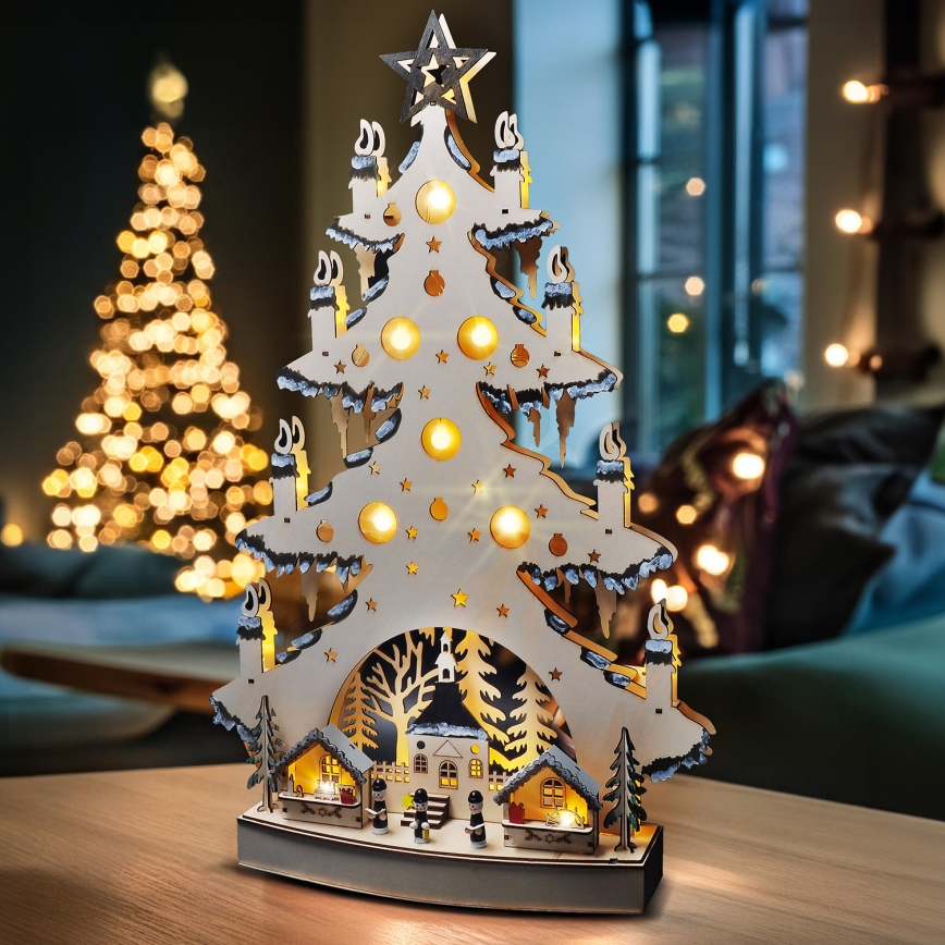 Decoración navideña LED LED/2xAA/blanco cálido árbol