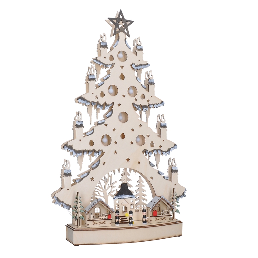 Decoración navideña LED LED/2xAA/blanco cálido árbol