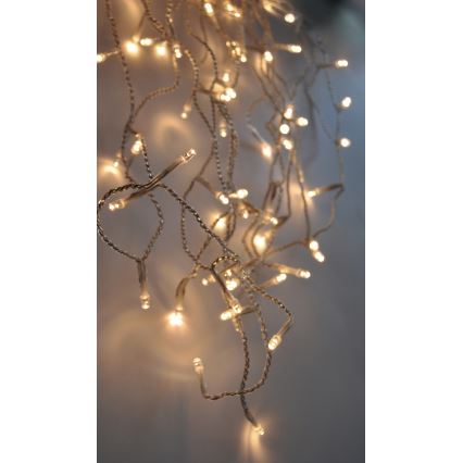 Cortina LED de Navidad para exteriores 120xLED/8 funciones 9m IP44 blanco cálido