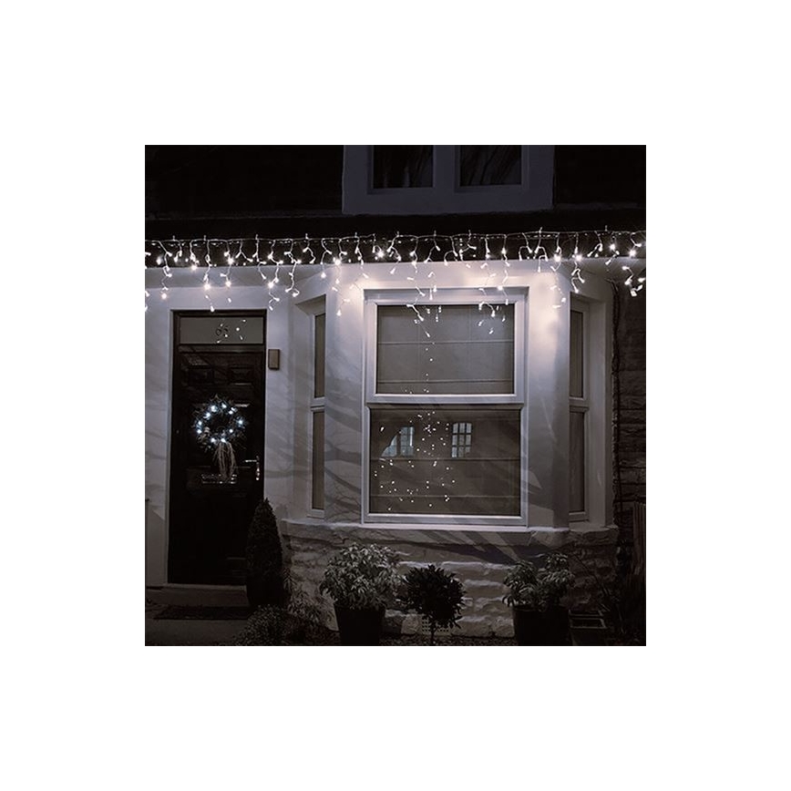 Cortina LED de Navidad para exteriores 120xLED/8 funciones 9m IP44 blanco cálido