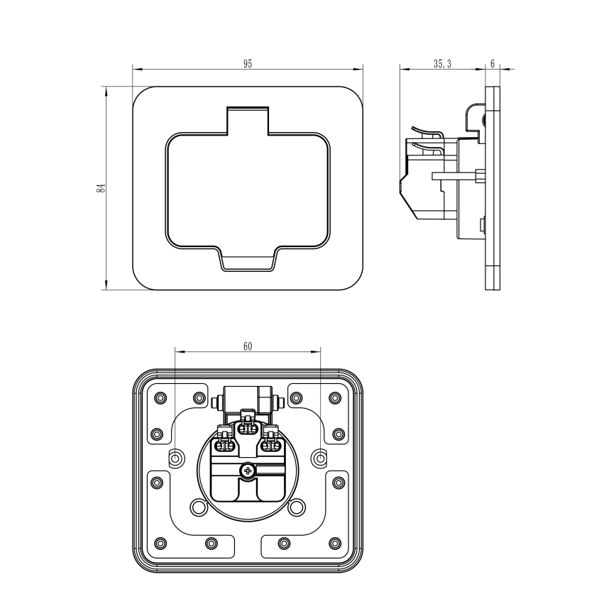 Solight 5B322 - Enchufe de suelo empotrable de exterior IP55 angular
