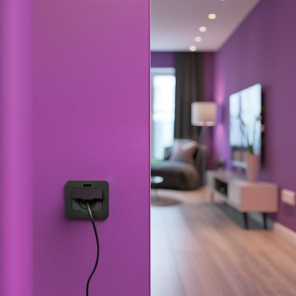 Enchufe de suelo empotrable de exterior IP55 rectangular negro