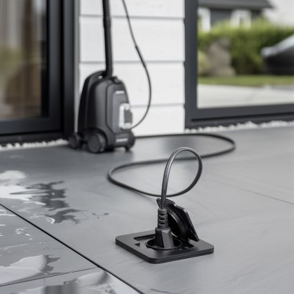 Enchufe de suelo empotrable de exterior IP55 rectangular negro