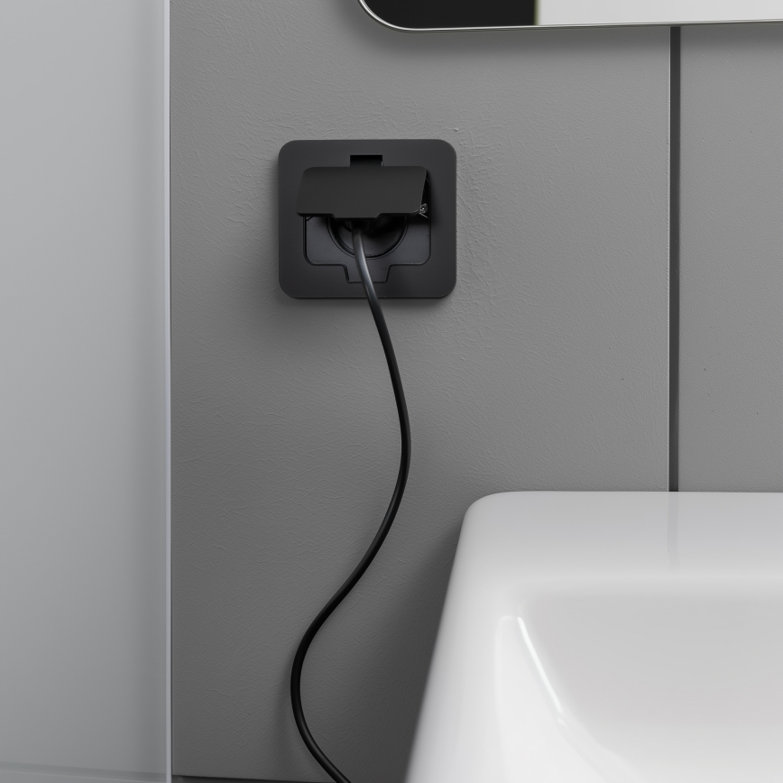 Enchufe de suelo empotrable de exterior IP55 rectangular negro