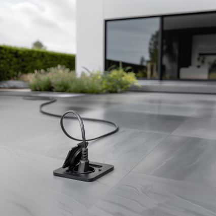 Enchufe de suelo empotrable de exterior IP55 rectangular negro