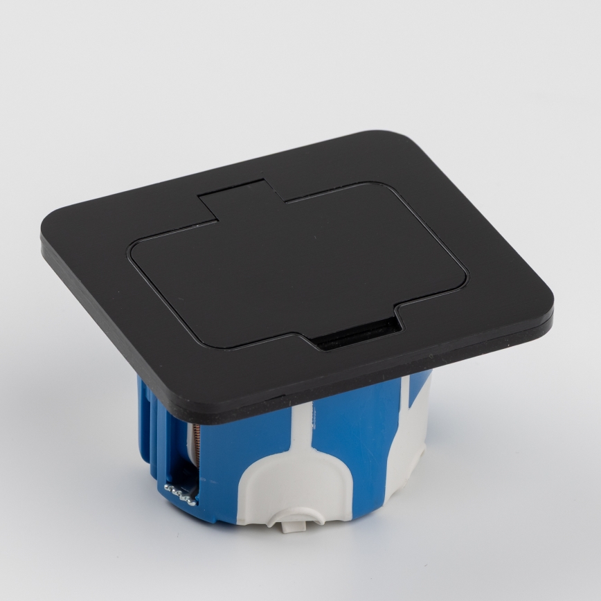 Enchufe de suelo empotrable de exterior IP55 rectangular negro
