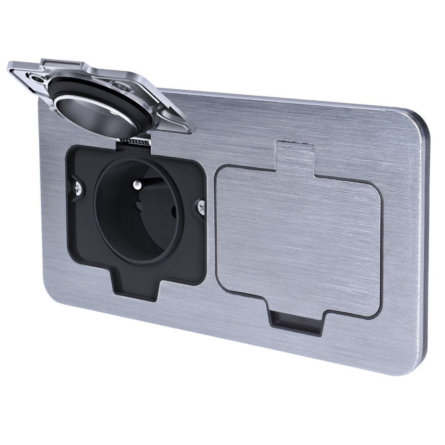 Enchufe doble de suelo empotrado para exterior IP55 angular