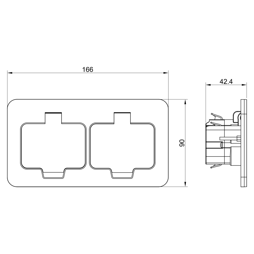 Enchufe doble de suelo empotrado para exterior IP55 angular
