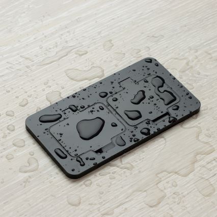 Enchufe doble de suelo empotrado para exterior IP55 rectangular negro