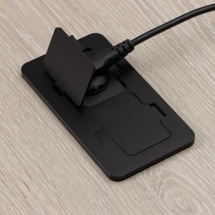 Enchufe doble de suelo empotrado para exterior IP55 rectangular negro