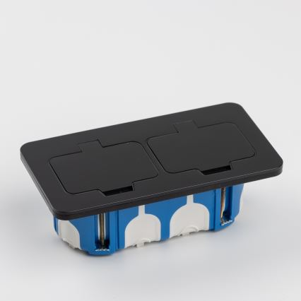 Enchufe doble de suelo empotrado para exterior IP55 rectangular negro