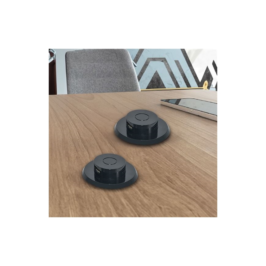 Cargador USB empotrable USB A+C negro