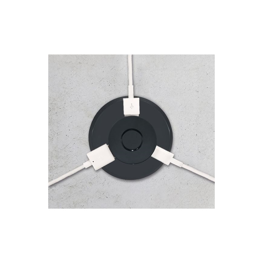 Cargador USB empotrable USB A+C negro